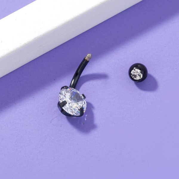 new simple black zircon nail spoon shaped navel ring human body piercing jewelry female, Silver
new simple black zircon nail spoon shaped navel ring human body piercing jewelry female, Silver