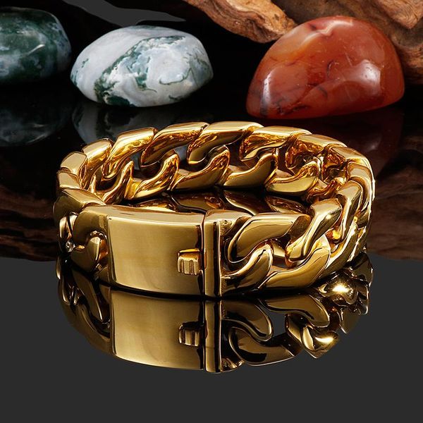 17mm wide 18cm length gold plated stainless steel cuban curb chain bracelet for mens women gifts bling link,, Black
17mm wide 18cm length gold plated stainless steel cuban curb chain bracelet for mens women gifts bling link,, Black