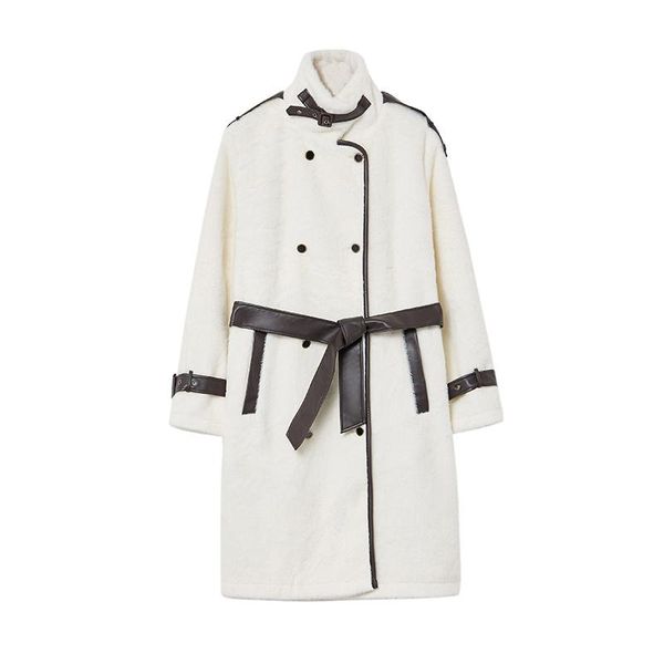women's fur & faux womens double breasted belted overcoats fluffy lined patchwork winter warm long outerwear coats, Black
women's fur & faux womens double breasted belted overcoats fluffy lined patchwork winter warm long outerwear coats, Black