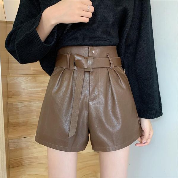 women's shorts pu leather women sashes wide leg short ladies summer high waist pants plus size, White;black
women's shorts pu leather women sashes wide leg short ladies summer high waist pants plus size, White;black