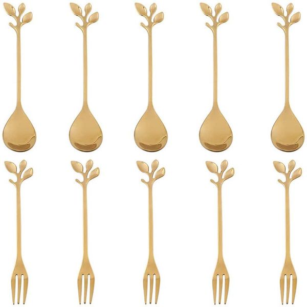stainless steel gold leaf coffee spoon 10 pcs creative tableware dessert spoons, stirring, mixing, sugar, stir, ice cream, cake spoons
stainless steel gold leaf coffee spoon 10 pcs creative tableware dessert spoons, stirring, mixing, sugar, stir, ice cream, cake spoons