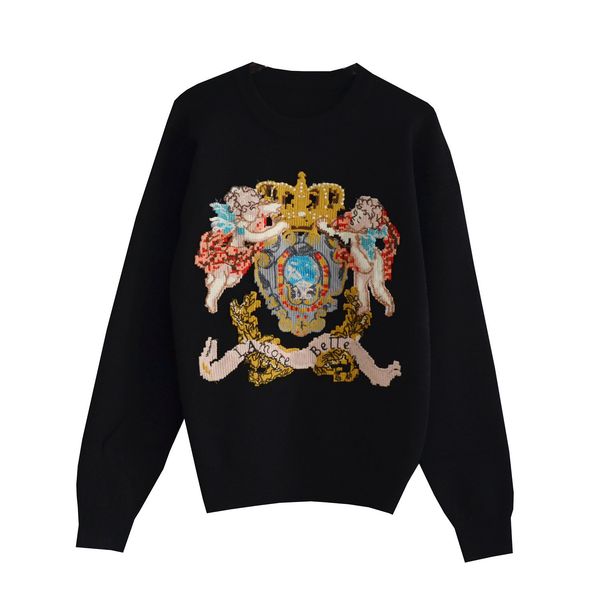sweater knit dance forest conference dili reba same pullover for women in autumn and winter loose versatile embroidered top, White;black
sweater knit dance forest conference dili reba same pullover for women in autumn and winter loose versatile embroidered top, White;black