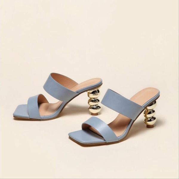 slippers 2021 design fashion metal strange heel women square toe sandals ladies mules summer leather gladiator casual slides, Black
slippers 2021 design fashion metal strange heel women square toe sandals ladies mules summer leather gladiator casual slides, Black