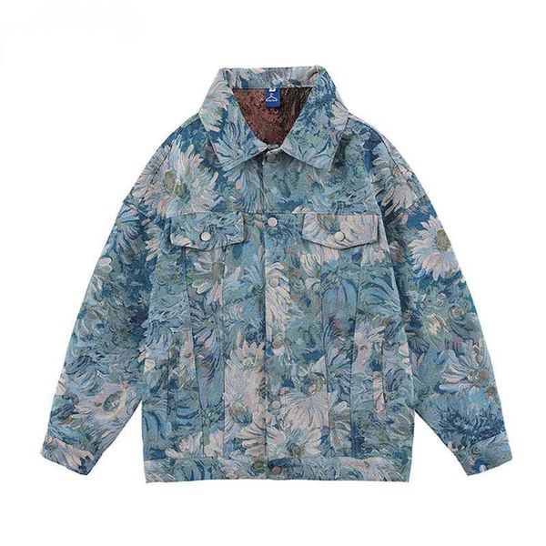 women's jackets women vintage denim jacquard casual jacket 2022 spring and autumn japanese oil painting flowers loose couple tooling, Black;brown
women's jackets women vintage denim jacquard casual jacket 2022 spring and autumn japanese oil painting flowers loose couple tooling, Black;brown
