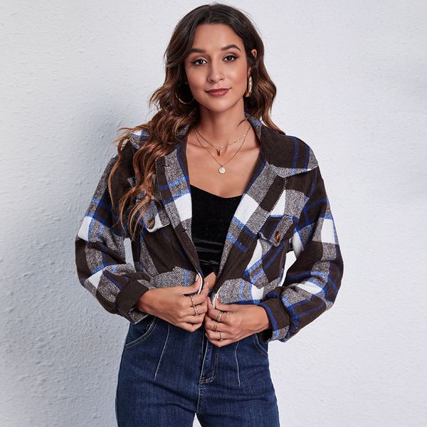 brown-blue women's jackets plaid lantern sleeve long sleeve short tweed jacket, Black;brown
brown-blue women's jackets plaid lantern sleeve long sleeve short tweed jacket, Black;brown