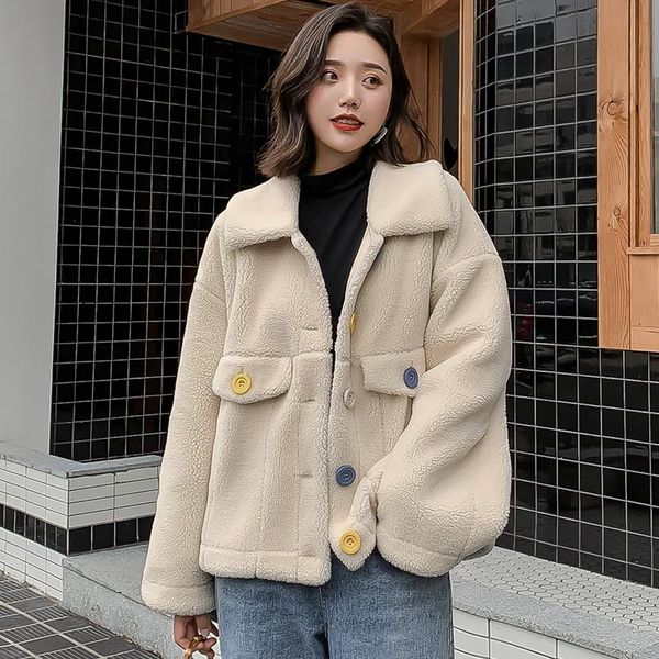 women's jackets 2021 autumn and winter korean version of wild lamb wool short coat casual loose small top, Black;brown
women's jackets 2021 autumn and winter korean version of wild lamb wool short coat casual loose small top, Black;brown