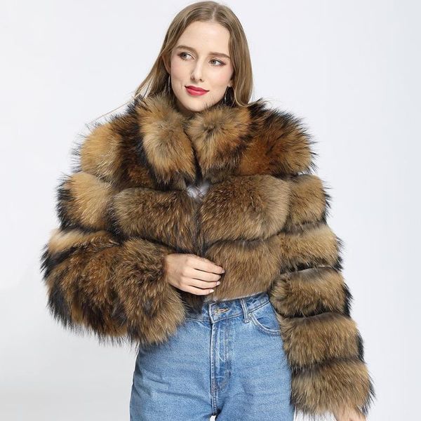 women's fur & faux winter real coat women natural raccoon jacket furry long sleeves outerwear, Black
women's fur & faux winter real coat women natural raccoon jacket furry long sleeves outerwear, Black