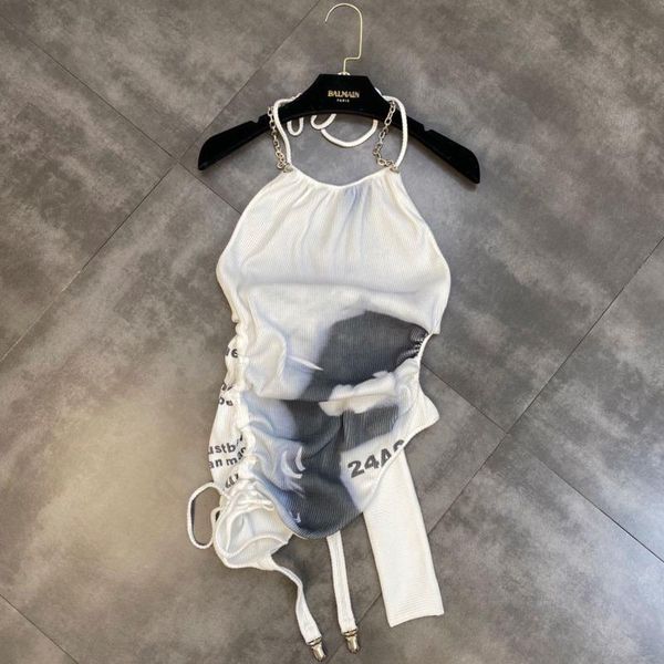 women's tanks & camis fabpop 2021 design fashion sleeveless lace up chain halter tie dye side drawstring tank women streetwear gc064, White
women's tanks & camis fabpop 2021 design fashion sleeveless lace up chain halter tie dye side drawstring tank women streetwear gc064, White