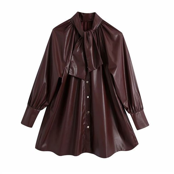 women's blouses & shirts autumn stylish ladies coffee color faux leather long women fashion single breasted sleeve bow collar pu s, White
women's blouses & shirts autumn stylish ladies coffee color faux leather long women fashion single breasted sleeve bow collar pu s, White
