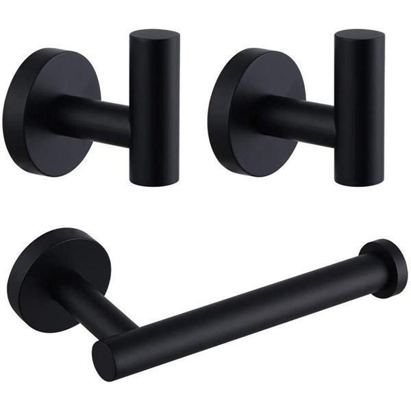black bathroom accessories kit 3 pcs hardware set includes toilet paper holder, robe towel hooks racks
black bathroom accessories kit 3 pcs hardware set includes toilet paper holder, robe towel hooks racks