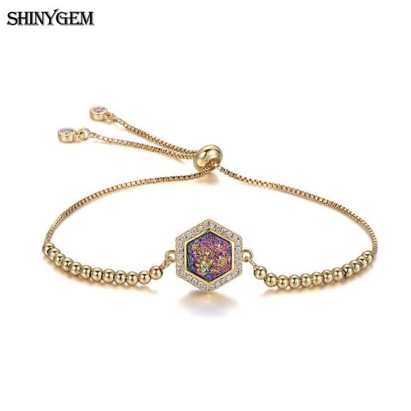 charm bracelets shinygem hexagon druzy stone for women female fashion jewelry thin gold chain adjustable handmade wrist bracelet, Golden;silver
charm bracelets shinygem hexagon druzy stone for women female fashion jewelry thin gold chain adjustable handmade wrist bracelet, Golden;silver
