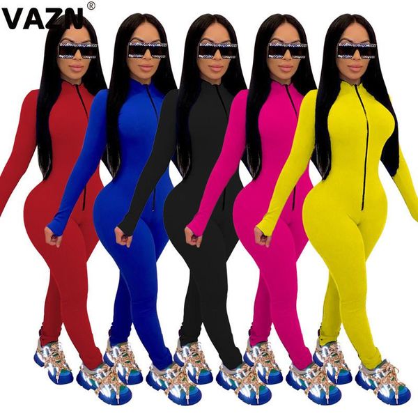 women's jumpsuits & rompers vazn 2021 summer lady 5 colors solid long jumpsuit full sleeve zipper skinny sport, Black;white
women's jumpsuits & rompers vazn 2021 summer lady 5 colors solid long jumpsuit full sleeve zipper skinny sport, Black;white