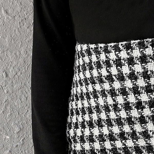 fashion plaid houndstooth printed buttons womens skirt breasted a line high waist wool tweed elegant evening party mini g3, Black
fashion plaid houndstooth printed buttons womens skirt breasted a line high waist wool tweed elegant evening party mini g3, Black