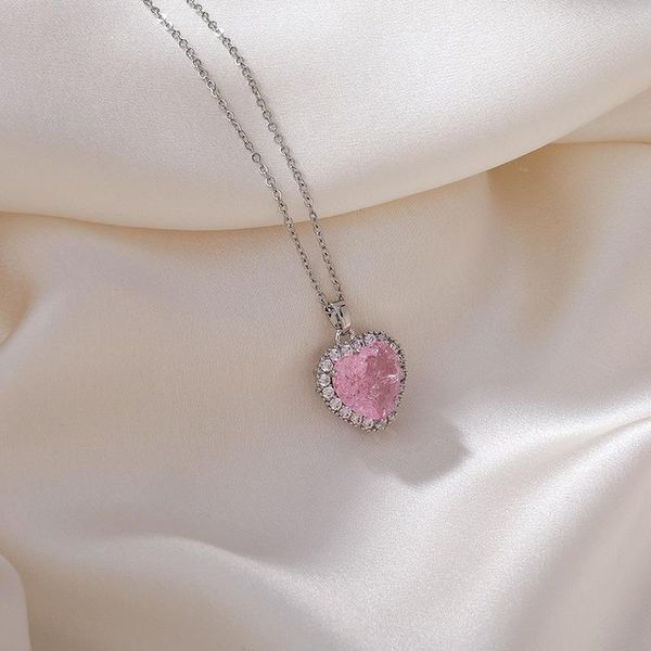 pendant necklaces origin summer bling pink love heart necklace for women femme exquisite cubic zircon chain metal jewelry, Silver
pendant necklaces origin summer bling pink love heart necklace for women femme exquisite cubic zircon chain metal jewelry, Silver