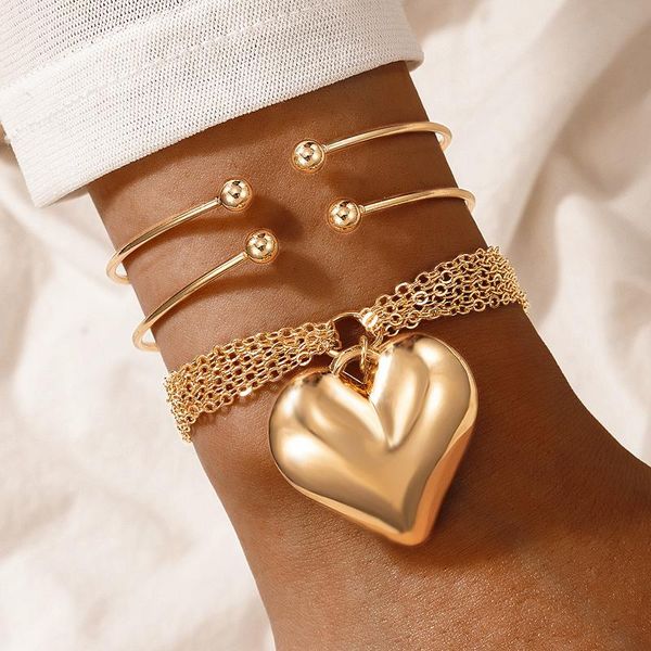 bangle 3pcs/set punk big love heart bracelet set for women bohe gold color open adjustable jewelry accessories 17614, Black
bangle 3pcs/set punk big love heart bracelet set for women bohe gold color open adjustable jewelry accessories 17614, Black