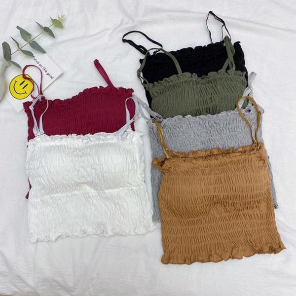 summer strapless tube womens camis pleated bras wrapped chest lingeries, White 
summer strapless tube womens camis pleated bras wrapped chest lingeries, White