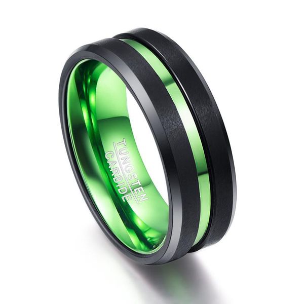 cluster rings men's black matte high polish tungsten carbide ring green groove polished beveled edges comfort fit size 6-16, Golden;silver
cluster rings men's black matte high polish tungsten carbide ring green groove polished beveled edges comfort fit size 6-16, Golden;silver