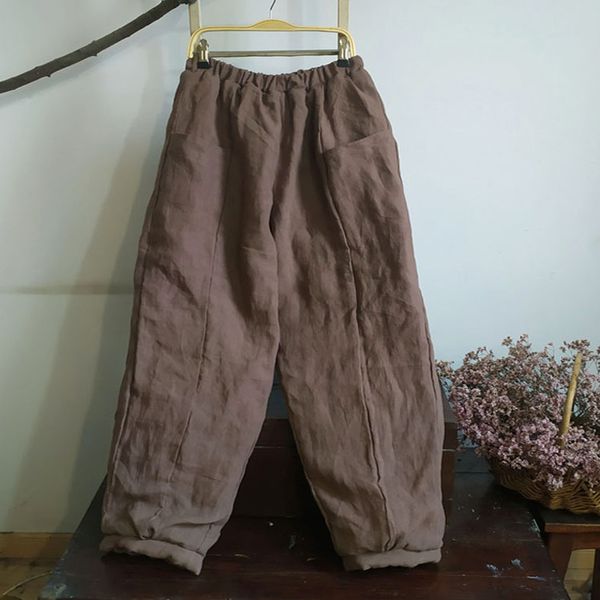 johnature women thick wide leg pants elastic waist linen vintage trouser pockets warm winter solid color female pants 210521, Blue
johnature women thick wide leg pants elastic waist linen vintage trouser pockets warm winter solid color female pants 210521, Blue