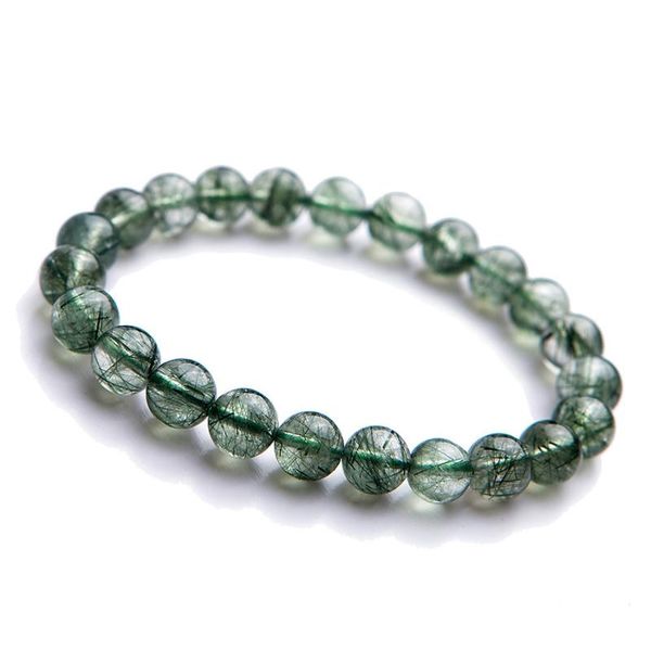 beaded, strands drop 8mm natural green rutilated quartz bracelet woman man stretch clear crystal round bead, Black
beaded, strands drop 8mm natural green rutilated quartz bracelet woman man stretch clear crystal round bead, Black