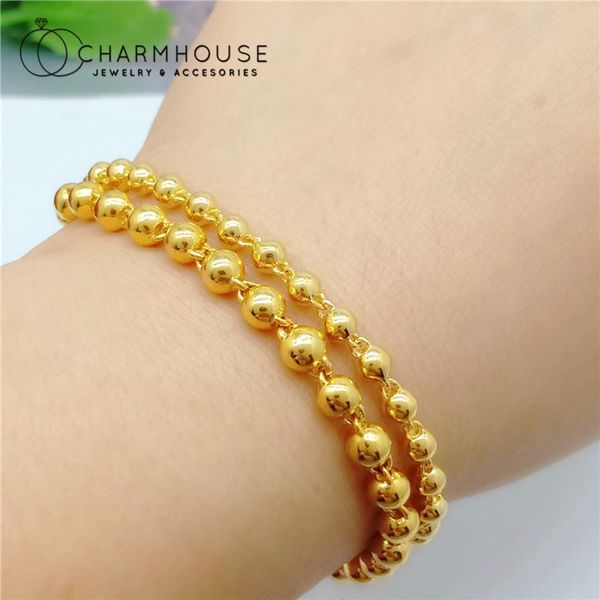 link, chain 24k yellow gold gp charm bracelets for women 4/5/6mm buddha bead bracelet wristband pulseira femme trendy jewelry bijoux, Black
link, chain 24k yellow gold gp charm bracelets for women 4/5/6mm buddha bead bracelet wristband pulseira femme trendy jewelry bijoux, Black