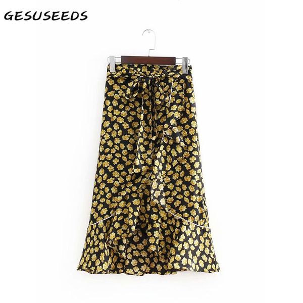 vintage skirt women high waist skirts floral korean style boho rullle lace up midi fashion wrap pink yellow, Black
vintage skirt women high waist skirts floral korean style boho rullle lace up midi fashion wrap pink yellow, Black