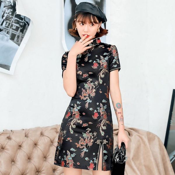 ethnic clothing chinese female satin dress elegant slim plus size qipao mandarin collar vintage cheongsam vestidos high split formal, Red
ethnic clothing chinese female satin dress elegant slim plus size qipao mandarin collar vintage cheongsam vestidos high split formal, Red