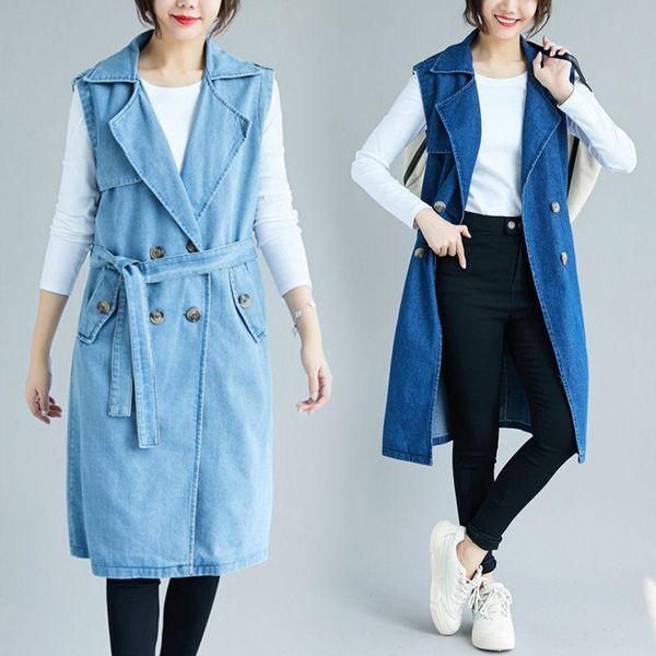 women's vests vintage denim sleeveless windbreaker mid-length suit collar double-breasted loose jacket with belt waistcoat women vest k, Black;white
women's vests vintage denim sleeveless windbreaker mid-length suit collar double-breasted loose jacket with belt waistcoat women vest k, Black;white