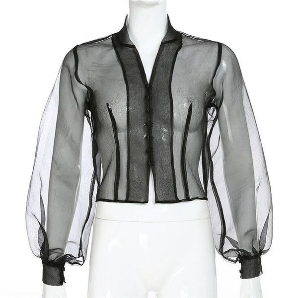 women's t-shirt trendy women clothes see-through casual long sleeve t-shirts button solid loose polyester one pieces, White
women's t-shirt trendy women clothes see-through casual long sleeve t-shirts button solid loose polyester one pieces, White