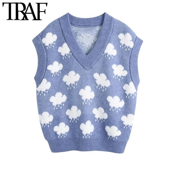 traf women fashion jacquard loose knitted vest sweater vintage v neck sleeveless female waistcoat chic 210819, Black;white
traf women fashion jacquard loose knitted vest sweater vintage v neck sleeveless female waistcoat chic 210819, Black;white