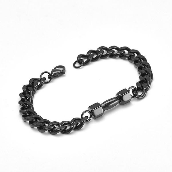 link, chain stainless steel dumbbell bracelet hip hop rock joint culture titanium fashion trendy men jewelry gift, Black
link, chain stainless steel dumbbell bracelet hip hop rock joint culture titanium fashion trendy men jewelry gift, Black