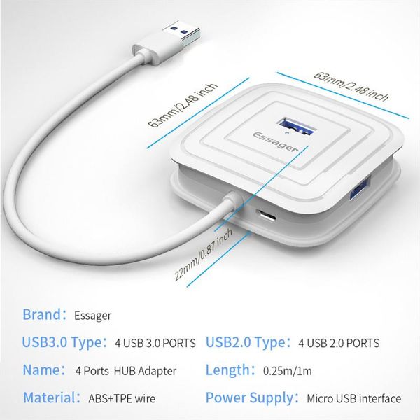 hubs essager usb hub 4 port 3.0 splitter surface multi 2.0 adapter with power supply for computer otg
hubs essager usb hub 4 port 3.0 splitter surface multi 2.0 adapter with power supply for computer otg