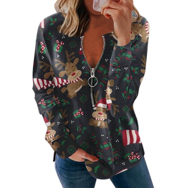 women's hoodies & sweatshirts trendyland womens christmas casual pringting stripe zipper long sleeve female fashion korean clothes drop, Black
women's hoodies & sweatshirts trendyland womens christmas casual pringting stripe zipper long sleeve female fashion korean clothes drop, Black