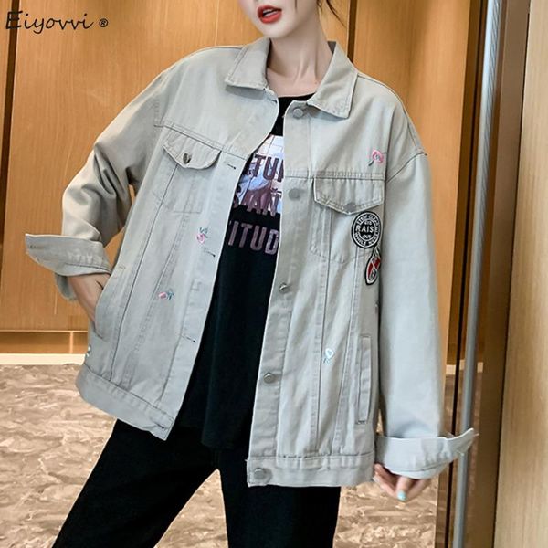 women's jackets 2021 spring autumn vintage denim jacket full sleeve oversized embroidery patch jeans coat streetwear outerwear, Black;brown
women's jackets 2021 spring autumn vintage denim jacket full sleeve oversized embroidery patch jeans coat streetwear outerwear, Black;brown