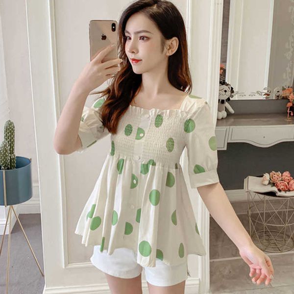 women spring summer style cotton blouses doll shirt casual short sleeve slash neck polka dot shirt df3607 210609, White
women spring summer style cotton blouses doll shirt casual short sleeve slash neck polka dot shirt df3607 210609, White