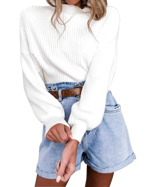 women's sweaters women solid long sleeve casual pullover fashion crop sweater, White;black
women's sweaters women solid long sleeve casual pullover fashion crop sweater, White;black