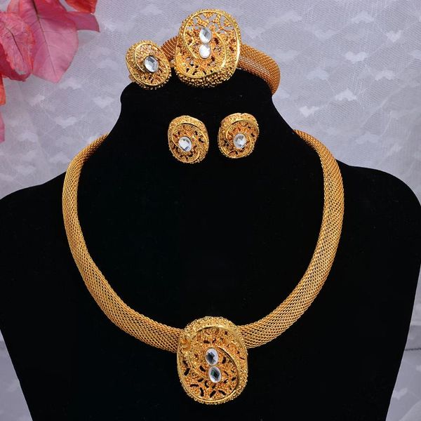 earrings & necklace 24k gold color jewelry sets for women luxury bracelet ring bridal african wedding zircon rings set, Silver
earrings & necklace 24k gold color jewelry sets for women luxury bracelet ring bridal african wedding zircon rings set, Silver