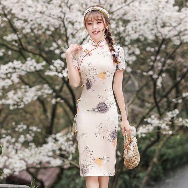 ethnic clothing summer cute printed satin knee-length qipao traditional chinese women short sleeve mandarin collar dress daily student cheon, Red
ethnic clothing summer cute printed satin knee-length qipao traditional chinese women short sleeve mandarin collar dress daily student cheon, Red