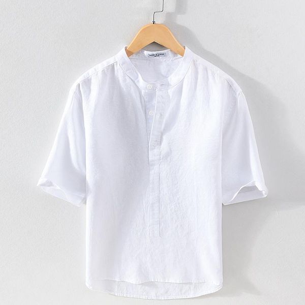100% pure linen pullover short sleeve shirt for men summer casual male stand collar solid white daily clothes men's shirts, White;black
100% pure linen pullover short sleeve shirt for men summer casual male stand collar solid white daily clothes men's shirts, White;black