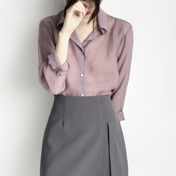 smoky purple women's shirt new 2021 spring and summer sunscreen gentle wind thin design sense niche top, White
smoky purple women's shirt new 2021 spring and summer sunscreen gentle wind thin design sense niche top, White