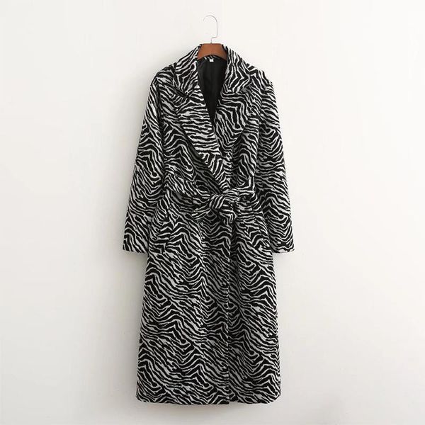 women's wool & blends willshela women fashion zebra printed long coat with belt hidden button vintage lapel collar sleeves woman winter, Black
women's wool & blends willshela women fashion zebra printed long coat with belt hidden button vintage lapel collar sleeves woman winter, Black