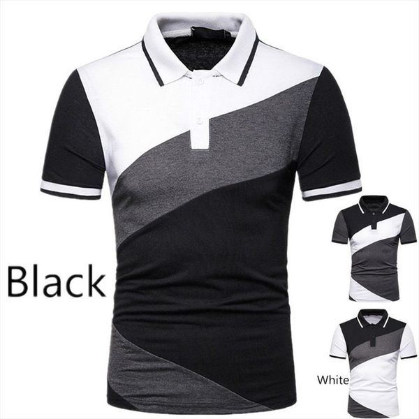 european american casual stitching collar mens polo color matching loose short sleeve shirt brand, White;black
european american casual stitching collar mens polo color matching loose short sleeve shirt brand, White;black