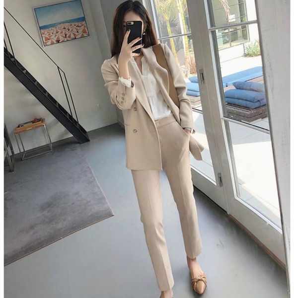 women's suits & blazers women business formal office work casual long sleeve suit jacket female pants set, White;black
women's suits & blazers women business formal office work casual long sleeve suit jacket female pants set, White;black