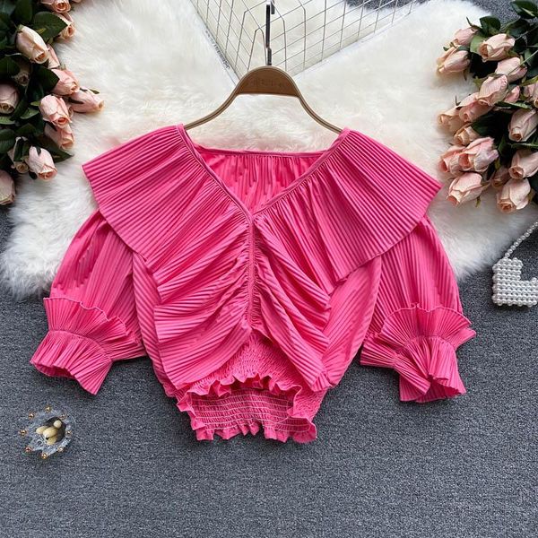women's blouses & shirts vanovich ruffled v-neck slim women blouse summer 2021 short sleeve ladies and solid color clothing, White
women's blouses & shirts vanovich ruffled v-neck slim women blouse summer 2021 short sleeve ladies and solid color clothing, White