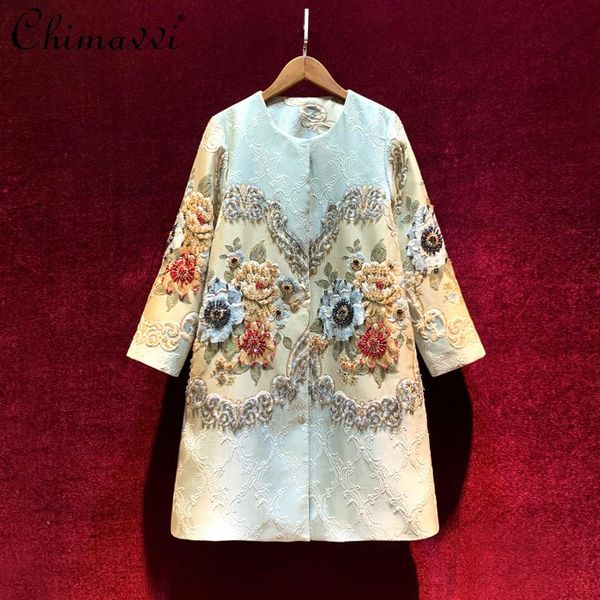 women's jackets retro fashion women elegant jacquard stitching slimming beaded long coat color matching sleeve top, Black;brown
women's jackets retro fashion women elegant jacquard stitching slimming beaded long coat color matching sleeve top, Black;brown