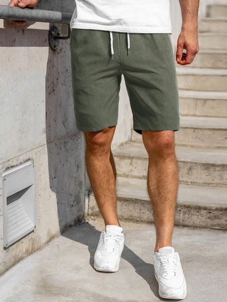 men solid drawstring waist shorts p53e#, Black
men solid drawstring waist shorts p53e#, Black