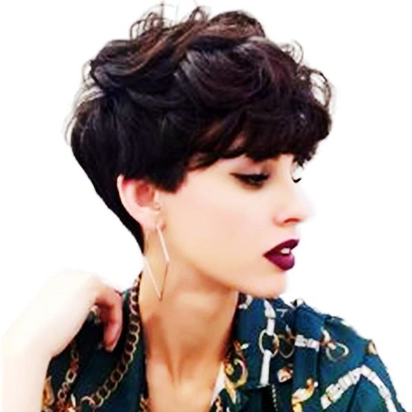short wave curly human hair wig for black women pixie cut none lace front curl machine made wigs, Black;brown
short wave curly human hair wig for black women pixie cut none lace front curl machine made wigs, Black;brown