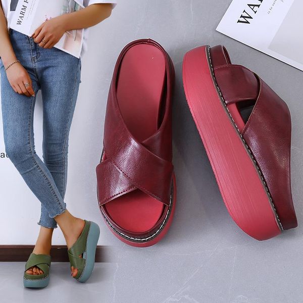 slippers women wedges summer ladies thick high heels wear-resisting solid casual outside slide, Black
slippers women wedges summer ladies thick high heels wear-resisting solid casual outside slide, Black