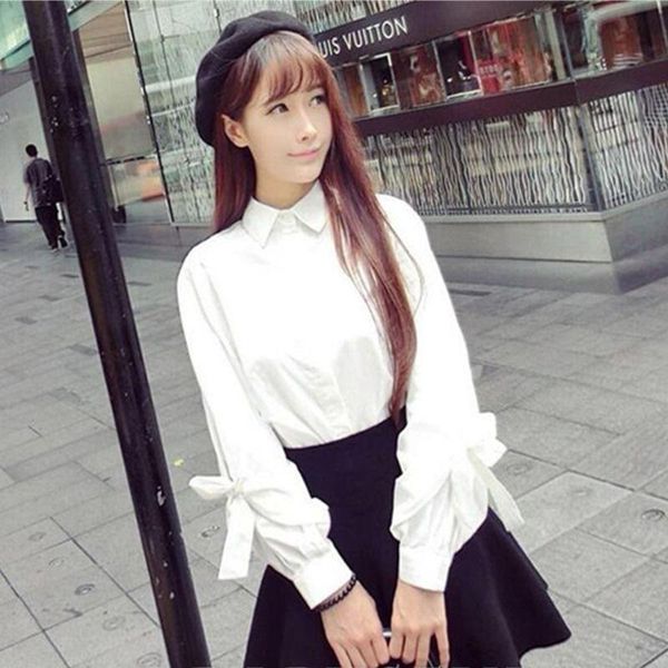 women's blouses & shirts 2021 arrival spring autumn women personality lantern sleeve bow tie blousers female sweet solid turn-down coll, White
women's blouses & shirts 2021 arrival spring autumn women personality lantern sleeve bow tie blousers female sweet solid turn-down coll, White