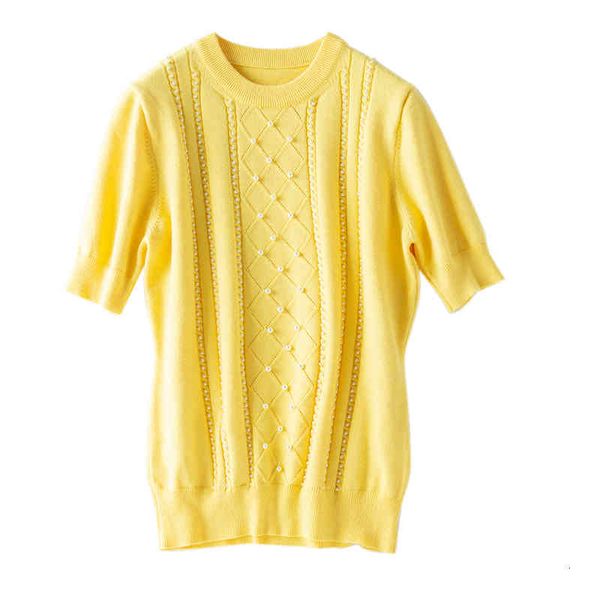 tee knitted o-neck short sleeve twist knit beading tshirt women chic summer shirt yellow, White
tee knitted o-neck short sleeve twist knit beading tshirt women chic summer shirt yellow, White
