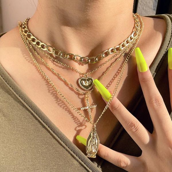 chains boho religious portrait cross golden chain necklaces set for women multilayer crystal heart long necklace jewellery, Silver
chains boho religious portrait cross golden chain necklaces set for women multilayer crystal heart long necklace jewellery, Silver